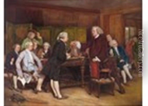 Doctor Johnson Receiving Boswell In The Library Oil Painting - Eyre Crowe