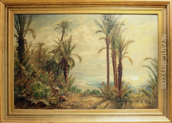 Palmenhain Bordighera Oil Painting - Ernest Karl Eugen Koerner