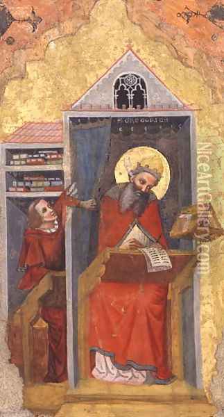 St. Gregory the Great 540-604 in his Study Oil Painting - Jacopino di Francesco Pseudo