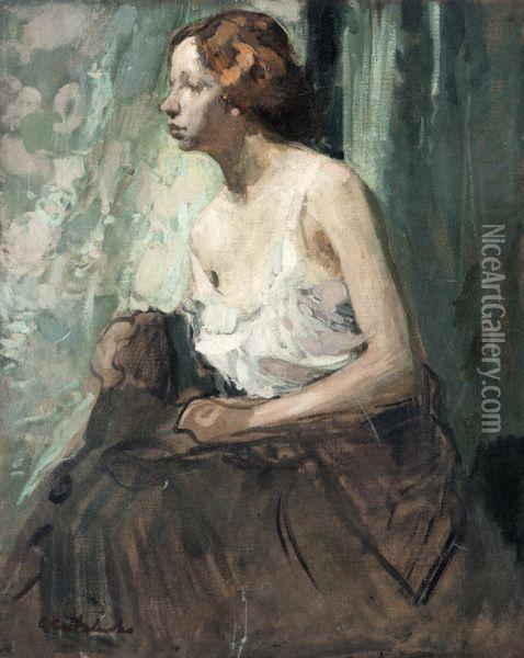 Portrait De Femme. Oil Painting - Claudio Castelucho Diana