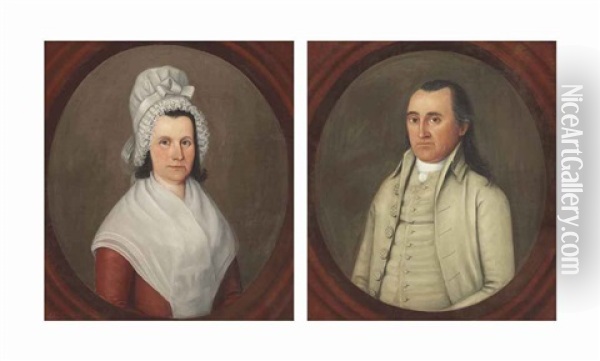 A Pair Of Portraits Of A Man And A Woman Oil Painting - William Jennys
