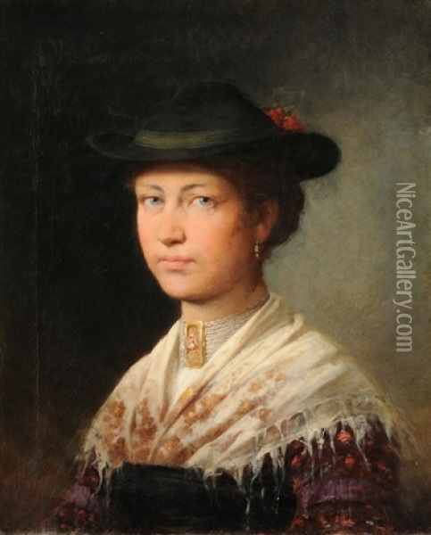 Junge Frau In Traditioneller Bayerischer Kleidung Oil Painting - Adolf Luben