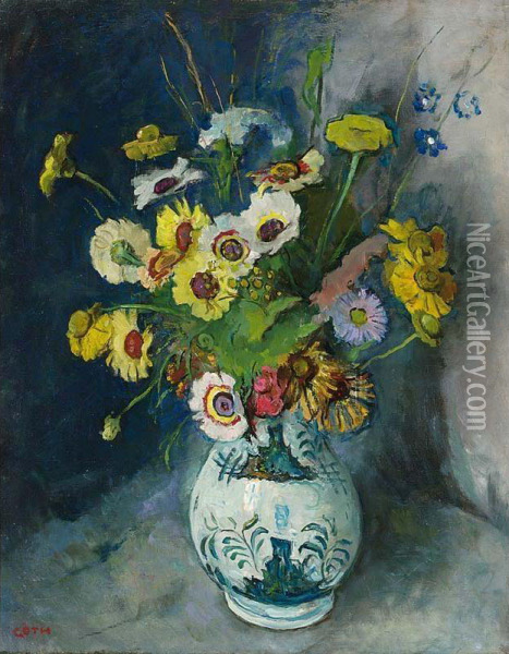 A Colourfull Bouquet Oil Painting - Maurice Goth