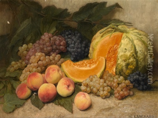Nature Morte Au Melon Oil Painting - Adolph Langhard