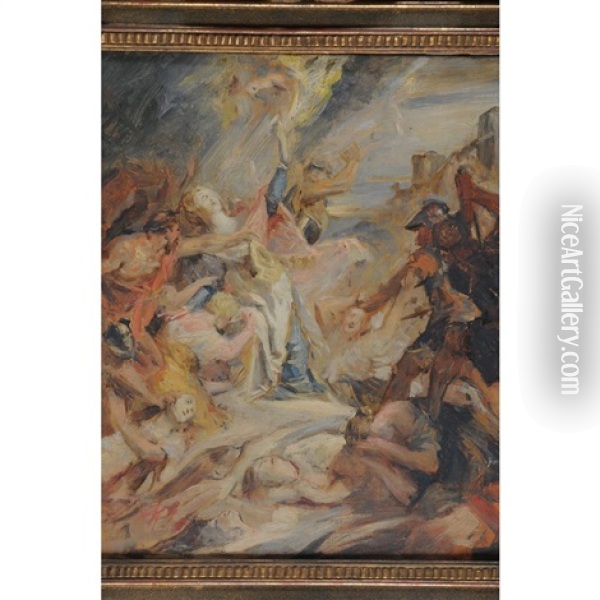 Scene Mythologique Oil Painting - Lucien-Hector Jonas