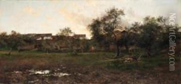 An Olive Grove At Sunset Oil Painting - Emilio Sanchez-Perrier
