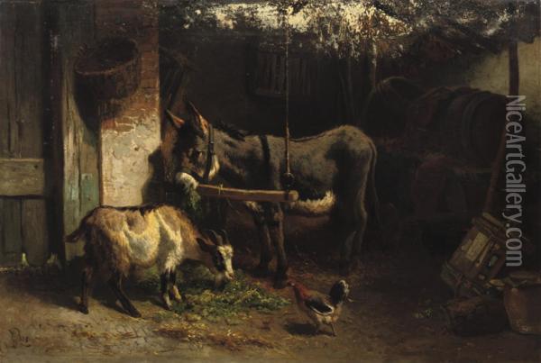 In The Barn Oil Painting - Gerardus Johannes Bos