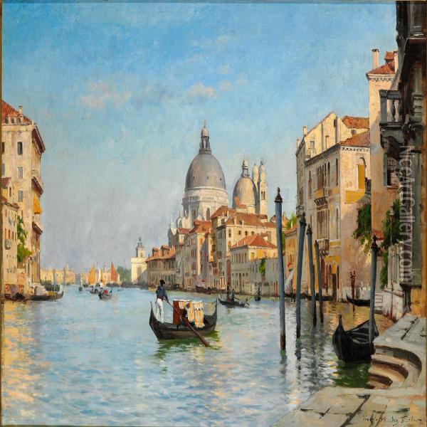 Canale Grande Venedig Oil Painting - August Fischer