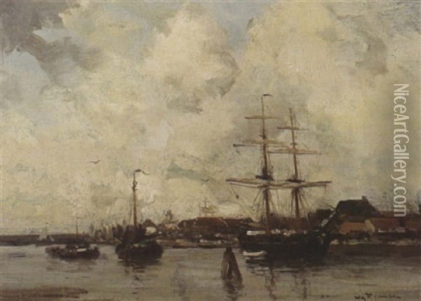 A View Of Harlingen Harbour Oil Painting - Willem George Frederik Jansen