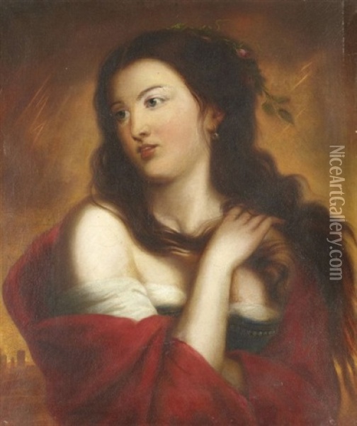 Portrait De Femme Oil Painting - Josef Cornelius Correns