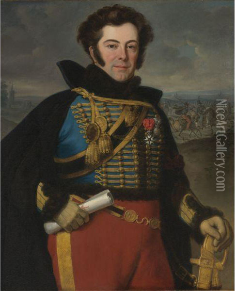 Portrait Of Colonel Auguste-frederic-bon-amour, Marquis Detalhouet Oil Painting - Horace Vernet