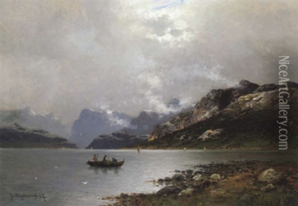 Fischerboote In Einem Norwegischen Fjord Oil Painting - Friedrich Josef Nicolai Heydendahl