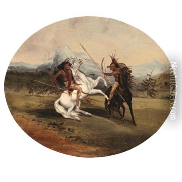 Dueling On The Missouri (study) Oil Painting - John H. Drury