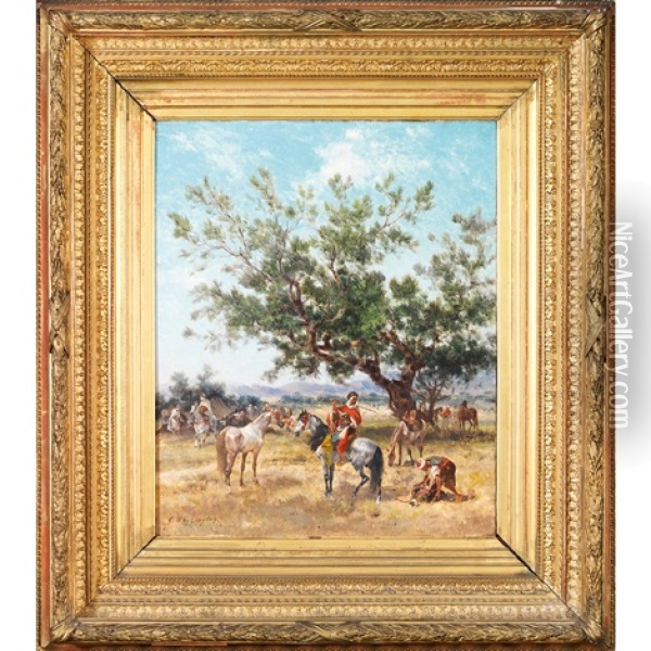 Halte Des Cavaliers Oil Painting - Georges Washington