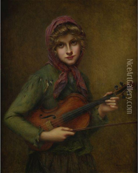 The Young Violinist Oil Painting - Francois Martin-Kavel