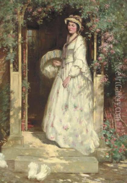 Portrait Of Mrs. Nellie Williams, The Artist's Wife Oil Painting - William Kay Blacklock