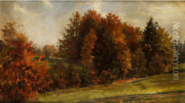 Herbstliche Baumlandschaft Oil Painting - Fritz Freund