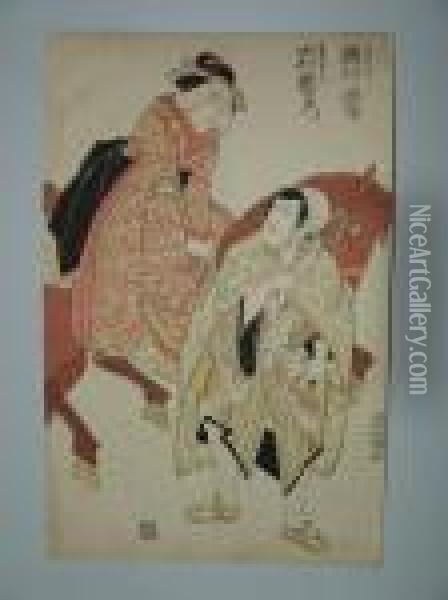 Un Palefrenier Et Une Dame A Cheval Oil Painting - Toyokuni