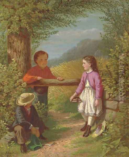 School Days in the Country 2 Oil Painting - Samuel S. Carr