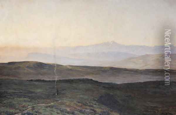 View of the Pyrenees from Plague Oil Painting - Edmond Yarz