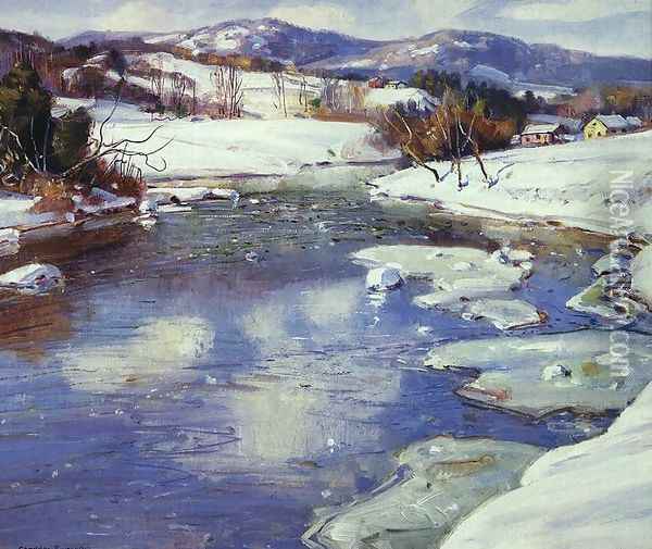 Valley Stream in Winter Oil Painting - George Gardner Symons