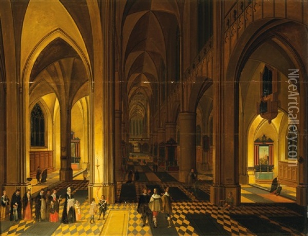 Church Interior (cathedral Of Antwerp), Oil Painting - Peeter Neeffs the Elder