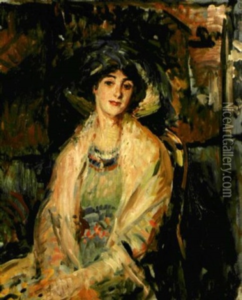 Le Portrait De La Karsavina (study) Oil Painting - Jacques-Emile Blanche