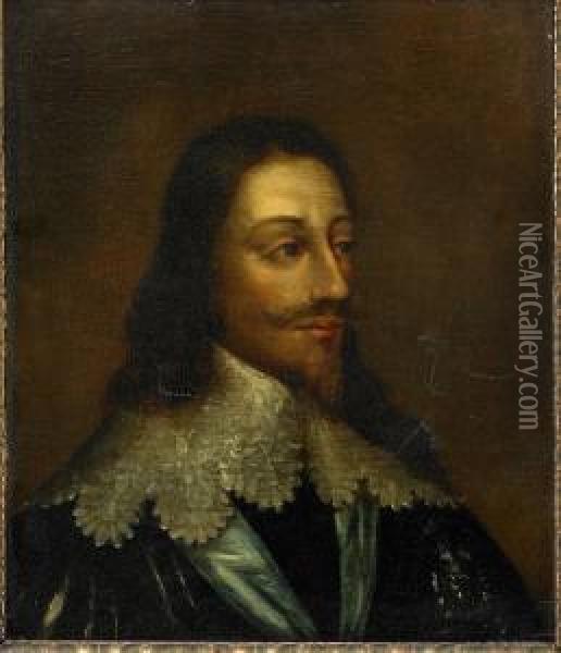 Portratt Forestallande Karl I Av England Oil Painting - Cornelisjanssens Ii Van Ceulen