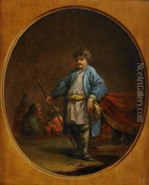 Interior Med Turkisk Man Oil Painting - Jan-Baptiste Vanmour