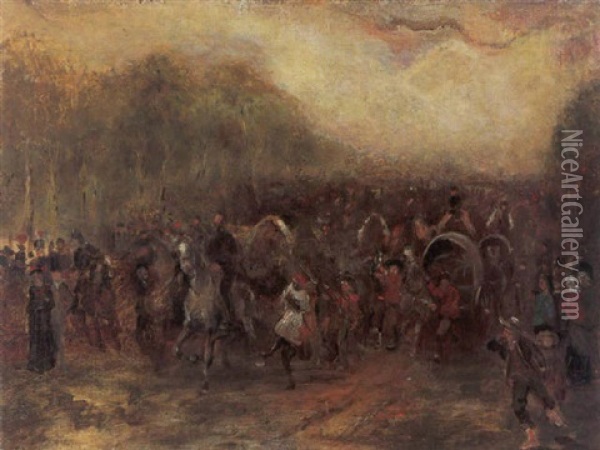The Departure Of Burke And Wills From Royal Park, Melbourne Oil Painting - Charles Conder