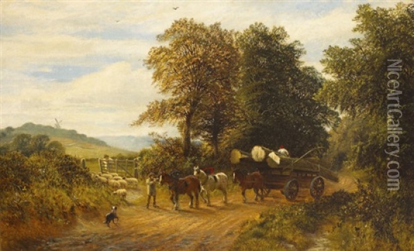 A Surrey Lane Oil Painting - Alfred Glendening Jr.