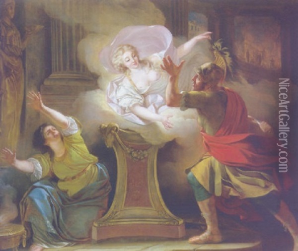 Aeneas Pursuing Helen In The Temple Of Vesta Oil Painting - Pierre (Pere) (Delacour) Lacour