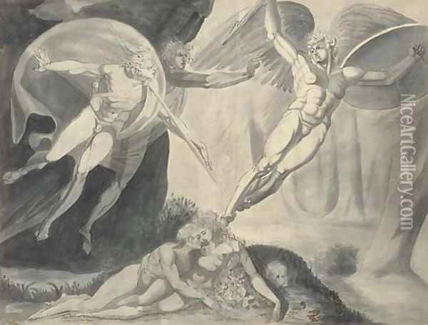 Satan starting from the touch of Ithuriel's spear Oil Painting - Fuseli, Henry (Fussli, Johann Heinrich)