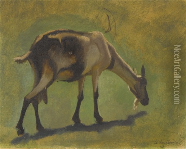 Weidende Ziege Oil Painting - Albert Lugardon