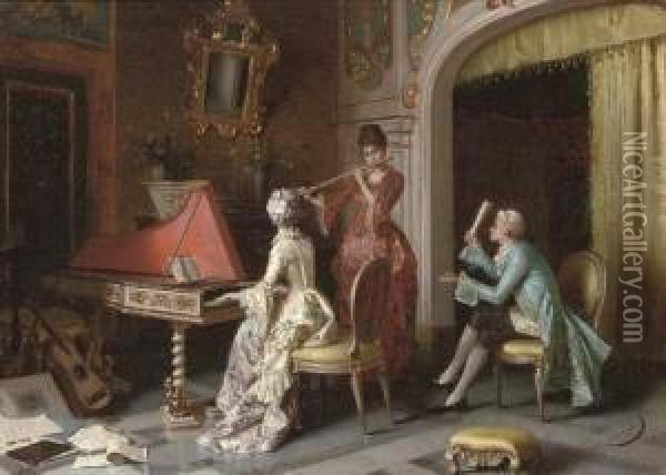The Music Lesson Oil Painting - Pio Ricci