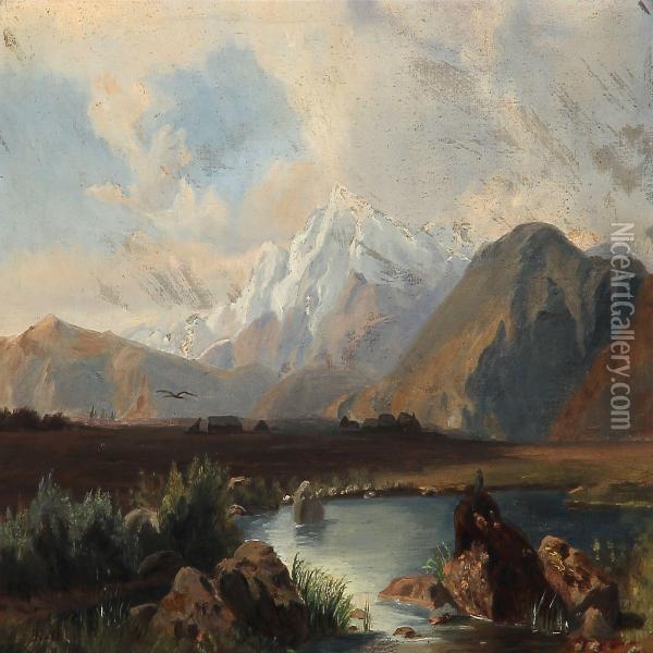 Mountain Landscape Oil Painting - Wilhelm Bode