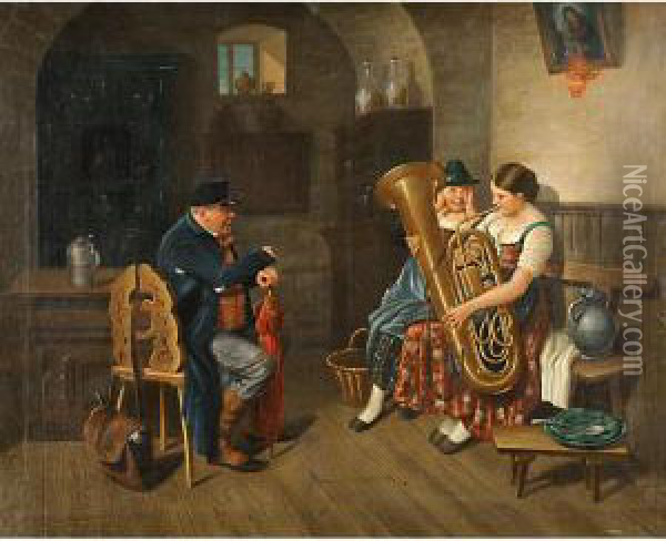 Lezione Di Musica Oil Painting - Adolf Ritter Von Schwarzenfeld