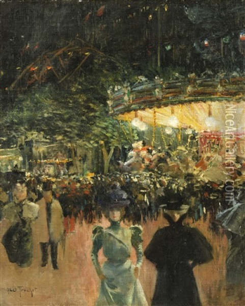 Fairground, Place Pigalle Oil Painting - Louis Abel-Truchet