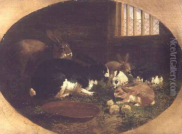 The Rabbit Hutch Oil Painting - John Frederick Herring Snr