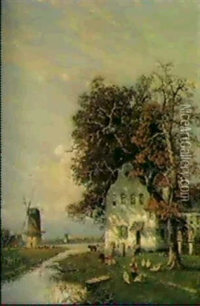 Niederrheinische Landschaft Oil Painting - Fritz Beinke
