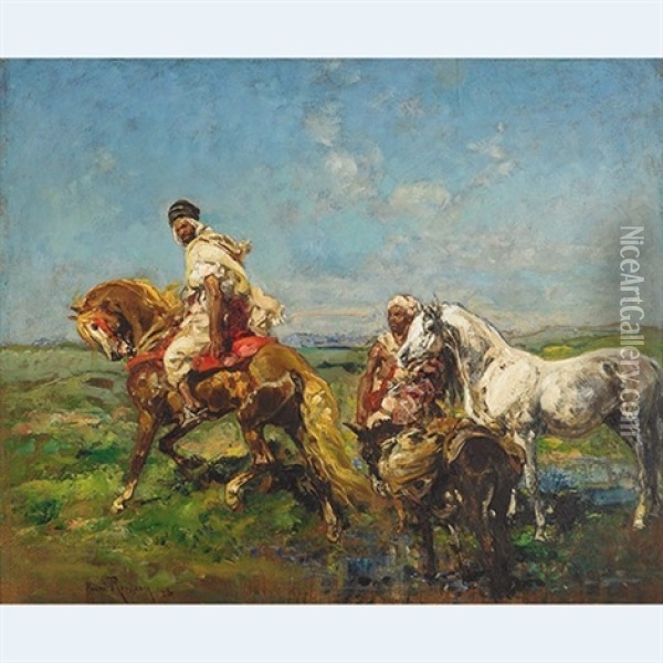 Groupe D'arabs A L'abreuvoir Oil Painting - Henri Emilien Rousseau