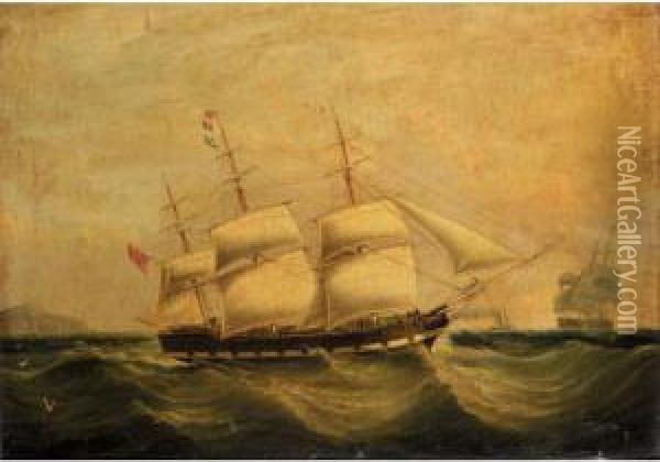 The Outward Bound Sailing Ship Sherbrooke Off Holyhead Oil Painting - Joseph Heard