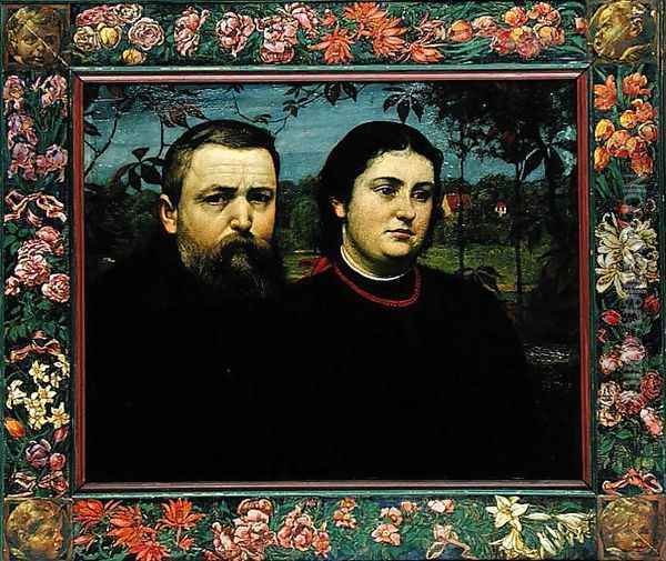 The Artist with his Wife Bonicella, 1887 Oil Painting - Hans Thoma