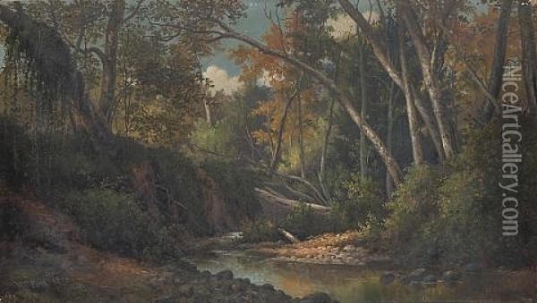 A Wooded Interior, Sycamore Valley Oil Painting - Henry Chapman Ford