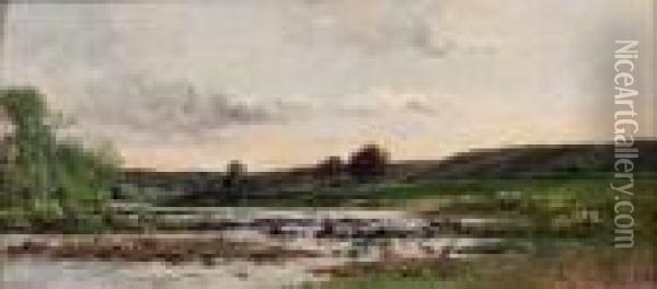 Bord De Riviere Pres D'yport En Normandie Oil Painting - Karl Pierre Daubigny