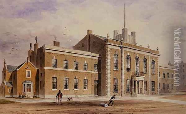 Royal Artillery House, Finsbury Square, 1851 Oil Painting - Thomas Hosmer Shepherd