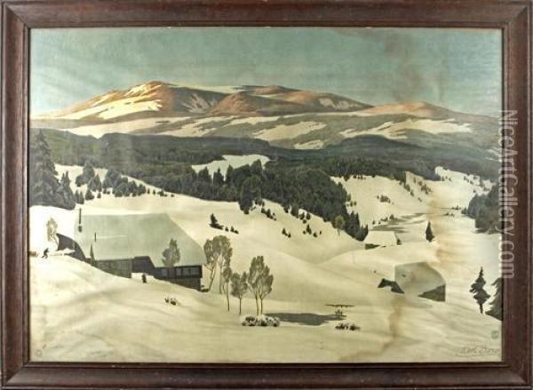Alpine Landscape Oil Painting - Karl Biese