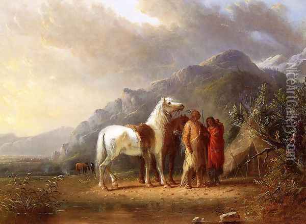 Sioux Camp Oil Painting - Alfred Jacob Miller