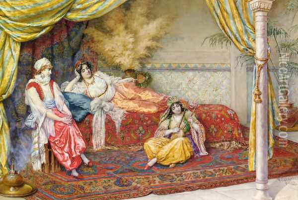 A Musical Interlude Oil Painting - F. A. Ferraresi