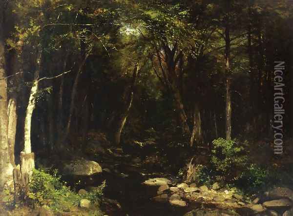 Woodland Stream Oil Painting - Alexander Helwig Wyant